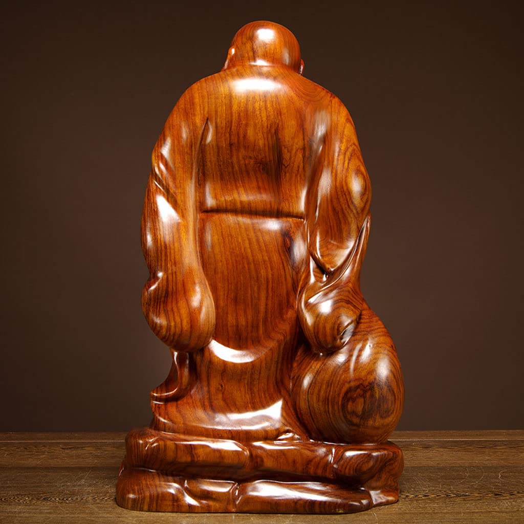 Buddha Holz Sieben Glückliche Holz Holz Gelbe Quitte Hohe Qualität Natürliche Quitte Geld Glück Amulett Höhe 26 Statue, Schnitzerei, Götter, Hotei-sama, Statue,