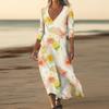 Dresses For Womens Vintage Print Tunic Waisted Midi Dress Summer Casual  3/4 Sleeve Dress