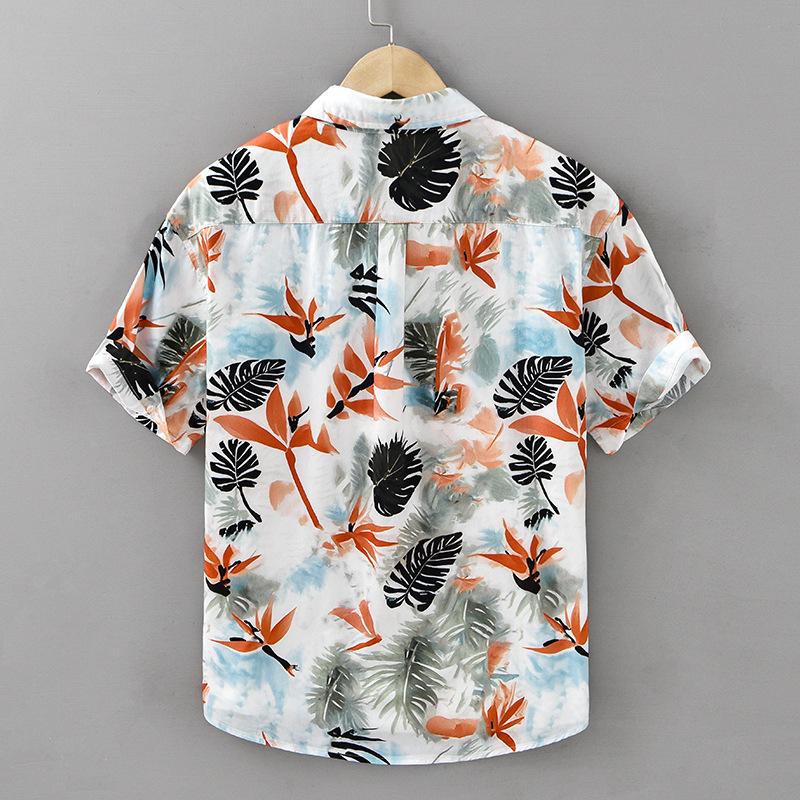 Hawaiian short-sleeved shirt for men, versatile, casual, trendy and handsome summer men's personalized shirt