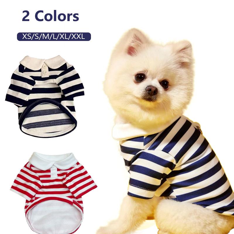 Sommer Polohemd für Hunde Welpenkleidung Bichon Frise Chihuahua Streifen Hunde Sweatshirt Hunde Kühlweste für kleine und mittelgroße Hunde