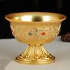 Tibetan Embossed Buddha Bowl Handicraft Inlaid Gem Zinc Alloy Gold Holy Water Cup Tantric Bowl Indoor Altars Desktop Decorative