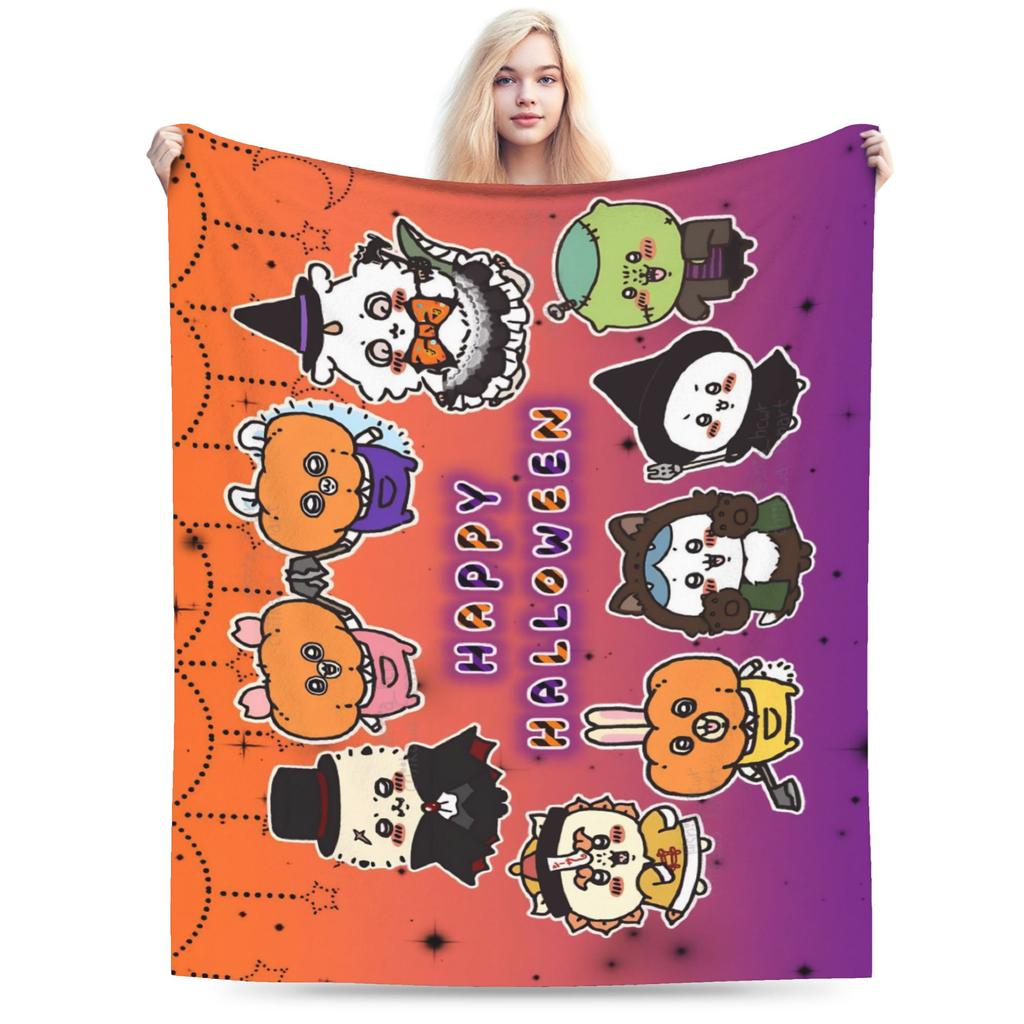 Chiikawa Catoon Flannel Blanket Grabber Kawaii Customized Throw Blankets for Sofa Bedding Lounge 125*100cm Bedspread