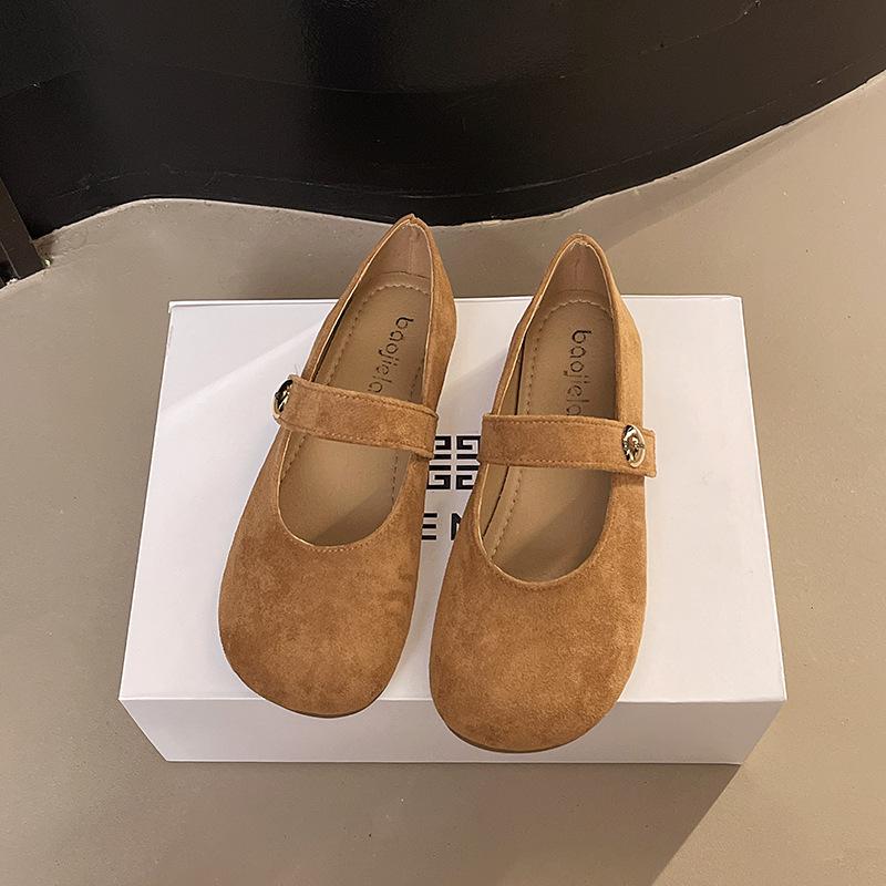 Retro Round Head Flat Bottom Shallow Mouth Single Shoes Women's 2025 New Spring and Autumn Skirt Mary Jane Shoes