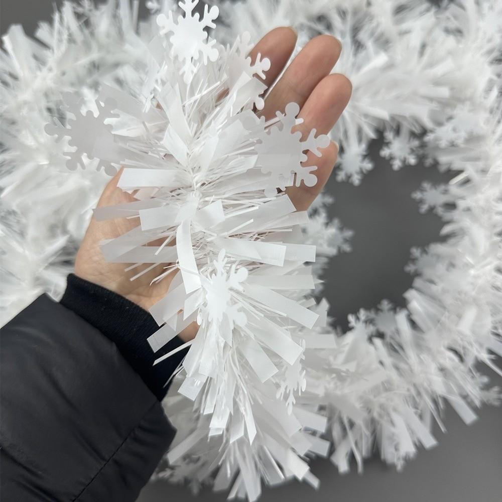 2PCS 2M Christmas Snowflake Tinsel Ceiling Hanging White Christmas Tinsel Garland Tinsel Ribbon Xmas Tree Decoration