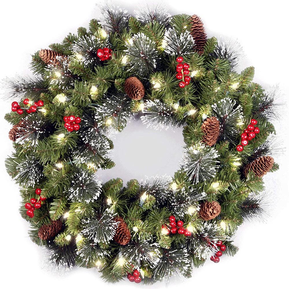 Handmade Christmas Wreath with Red Berry Florals - Door and Window Hanging Decoration