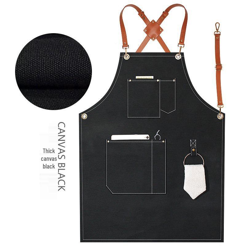 Waterproof, Oil-Proof Canvas Apron for Art, Painting, or Coffee Shop Wear-Resistant Custom Work Uniform.