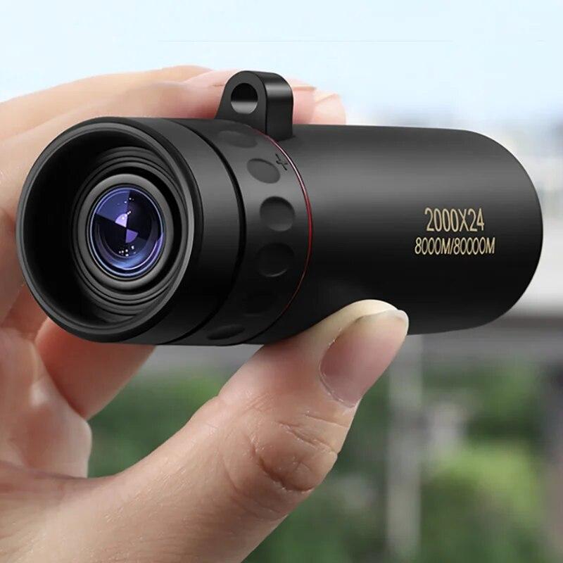 2000x24 Monocular Telescope Zooming Focus Green Film Binocular Optical Hunting Tourism Scope For Outdoor Bird Watching