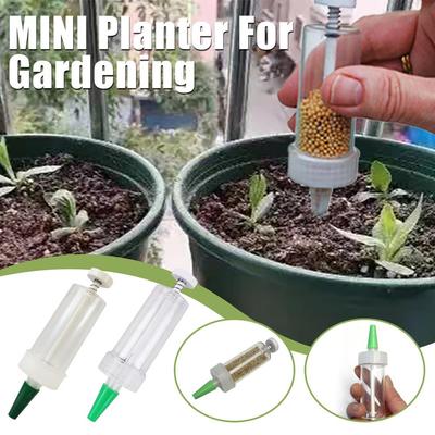 1 distributeur de graines portatif, mini semoir manuel pour plantation de jardin, pot de fleurs et parterre de jardin, fournitures de jardinage essentielles