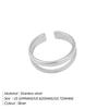 St.delan Retro Minimalist Double Layer Adjustable Women's Stainless Steel Open Ring