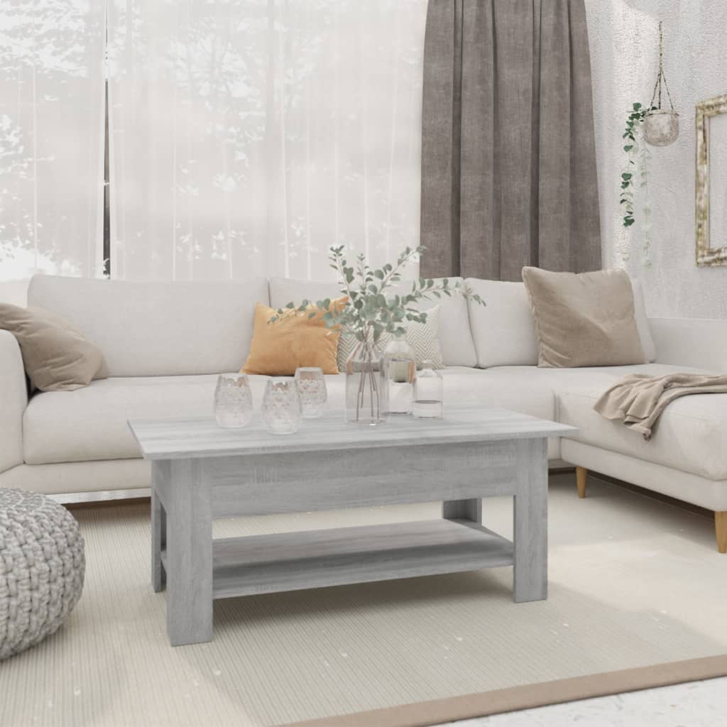 Coffee Table Gray Sonoma 102 X 55 X 42 Cm Particleboard