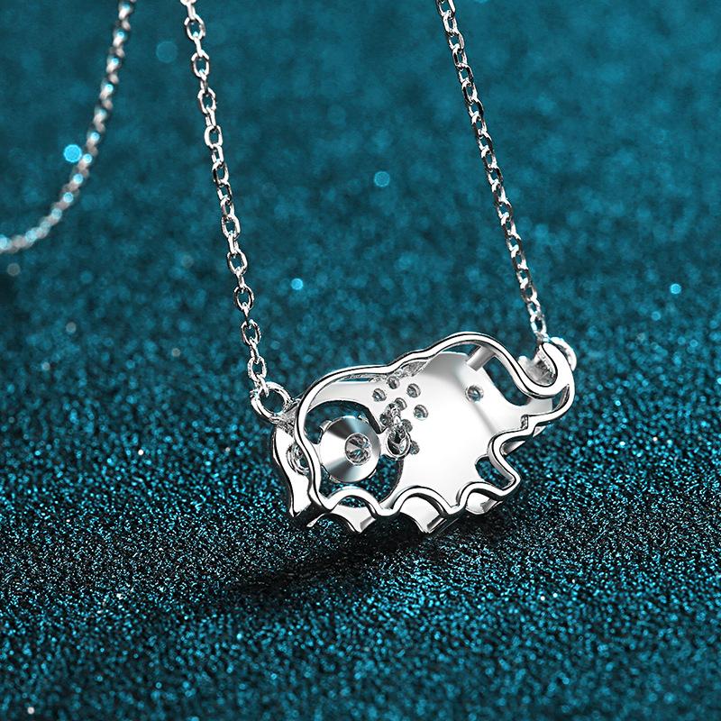 Collana In Argento 925 Con Ciondolo Mamma E Figlia – Elefanti E Cuore Di Conchiglia Abalone
