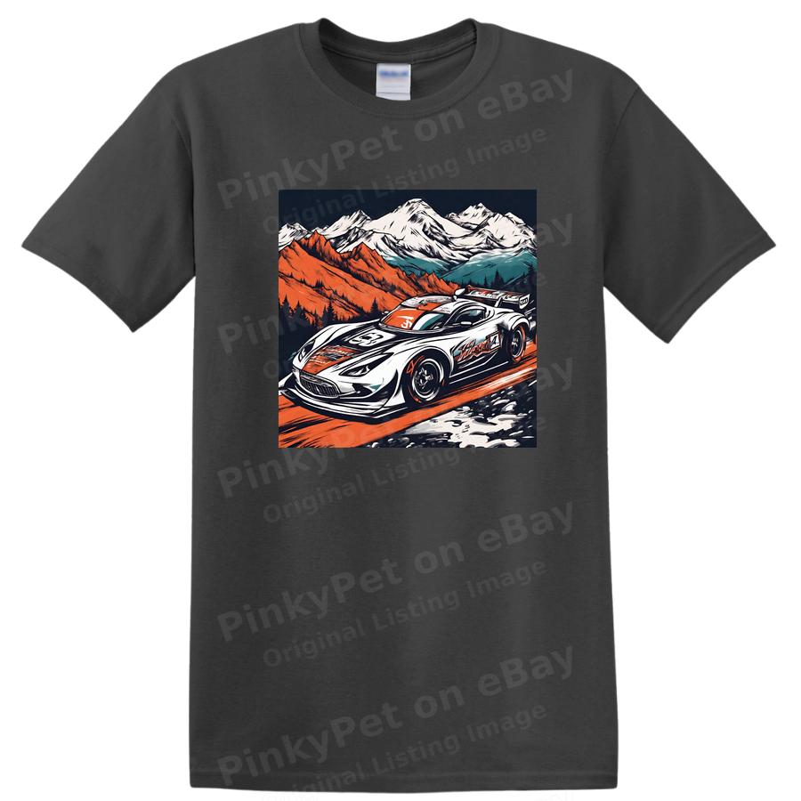 Racing Car Mountain Adventure Graphic T Shirt Cool Car Tee for Drivers
