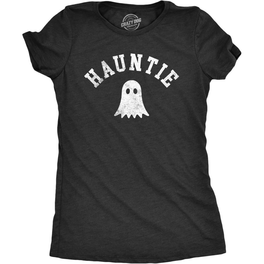 

Womens Hauntie T Shirt Funny Halloween Aunt Family Lovers Ghost Joke Tee for Ladies XXXXXL чорний