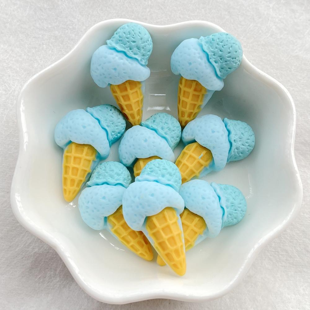 

10pcs Cute Colored Ice Cream Series Resin Crafts Flat Bottom Corner Jewelry Making Hair Accessories