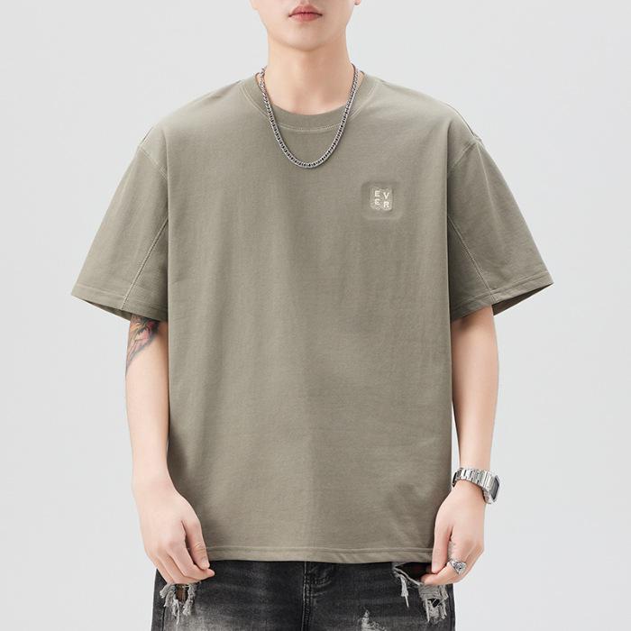 

New Summer Style Embroidered Short-sleeved T-shirt for Men s Loose Round Neck Five-point Sleeve T-shirt Casual 4XL