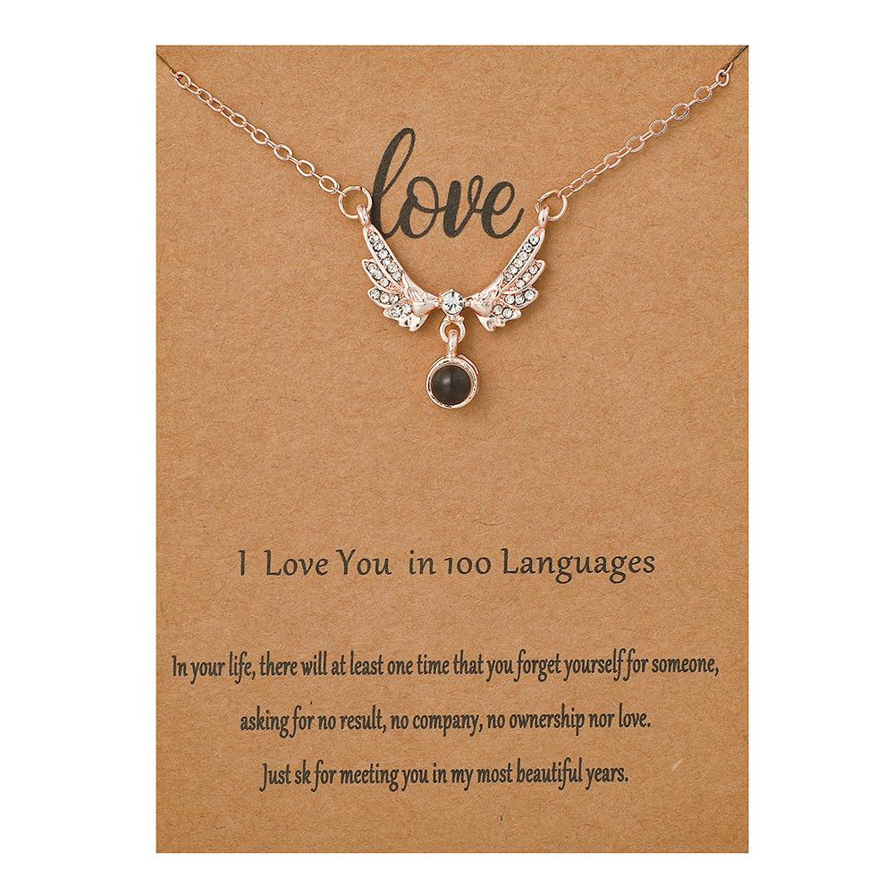 Christmas Swan Elk Love Language I Love You Projection Necklace Pendant Clavicle Chain
