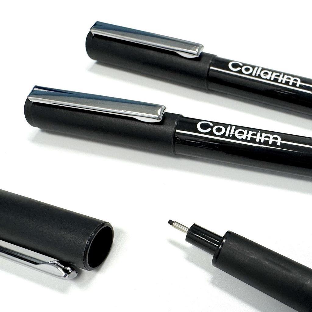 Professional Black Fineliner Pens Set - 6 Pieces (0.1mm To 2.0mm) with Brush Tip - Archival Ink