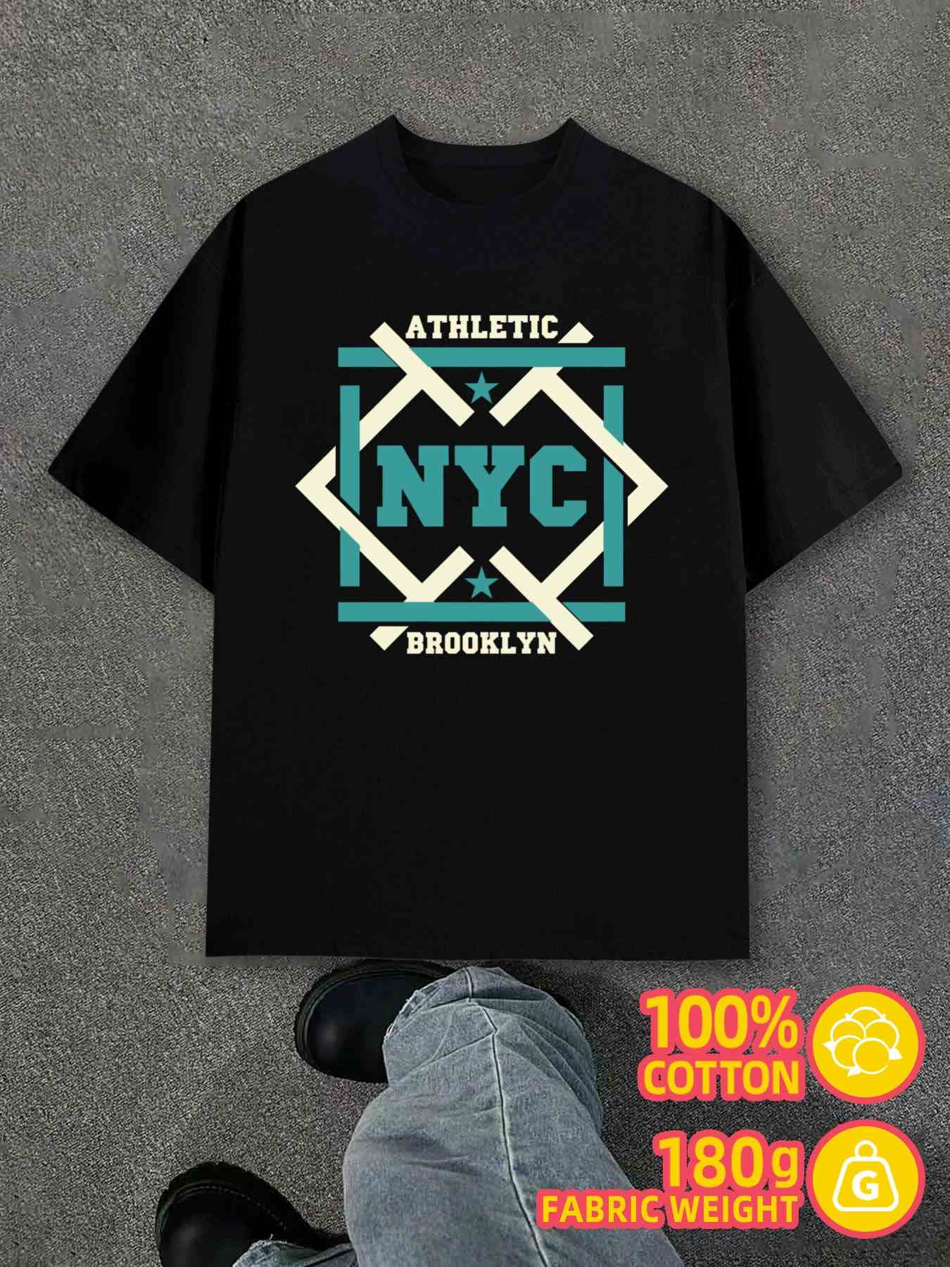 Product Y2K Nyc Athletic Brooklyn Shirts Black Regular Fit 4XL