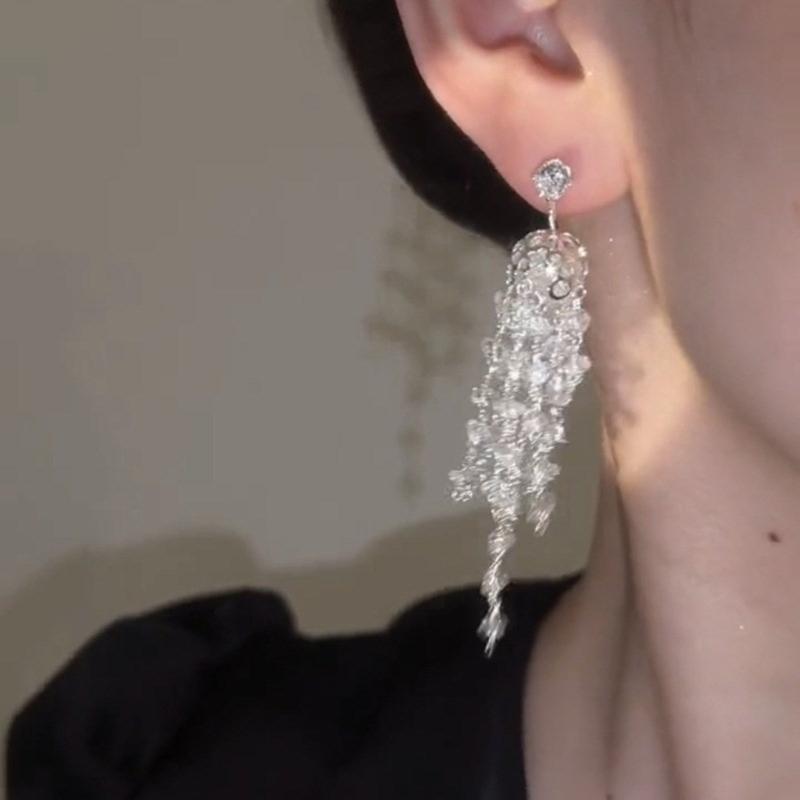 Temperament  Pendant Earring Elegant Jellyfish Tassels Charm Earrings Fashion Small Hoop Earrings Party Jewelry