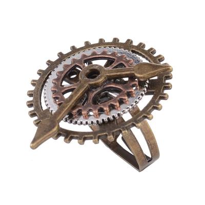 Retro Charm Clock Steam 3 Rings for Women Men Fashion Jewelry Party Jewelry Fingering Copper Rings