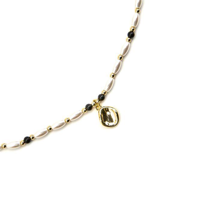 Collier Luxenter avec perle blanche finie à l'or fin 18k - Zizi