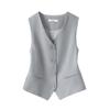 Gray Women's Petite Sleeveless Suit Vest - New Outerwear Top