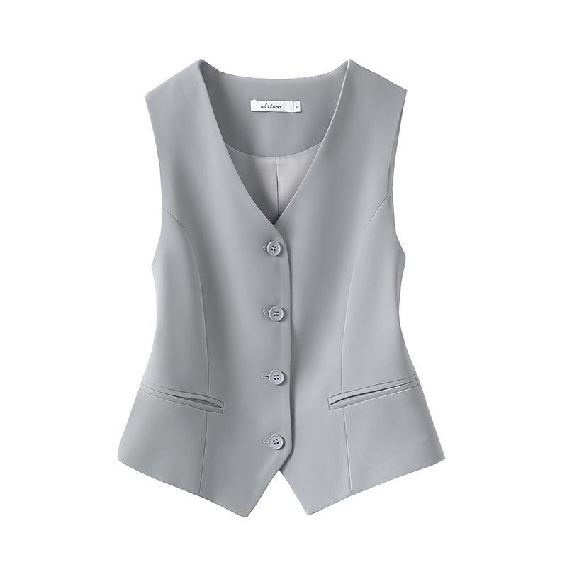 Gray Women's Petite Sleeveless Suit Vest - New Outerwear Top