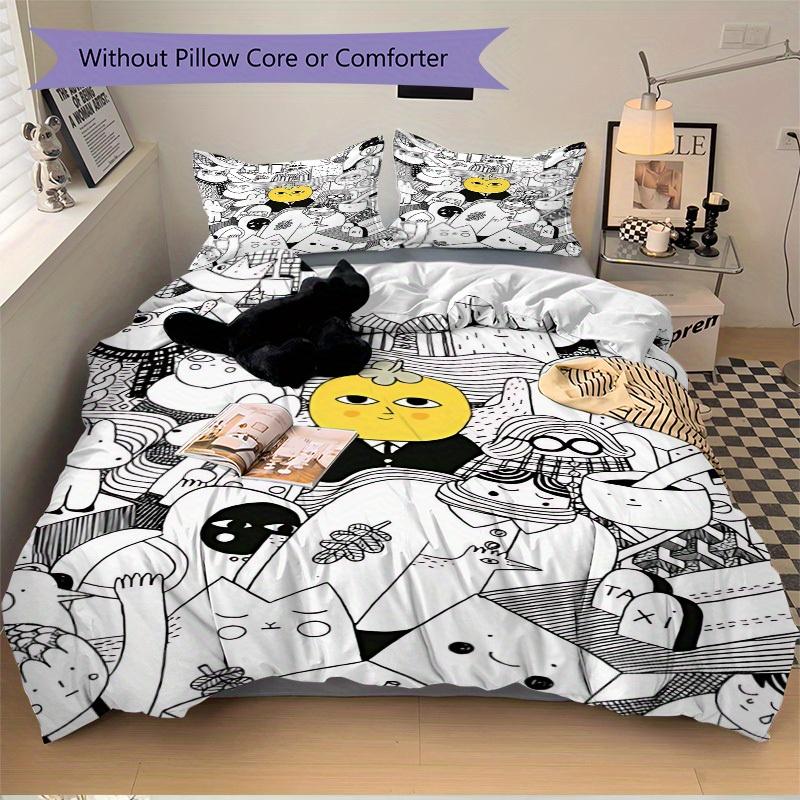 3pcs Lemon Head Bedding Set, Breathable and Soft, Suitable for All Seasons, Ideal for Home Use, Suitable for Bedroom Decor 21131