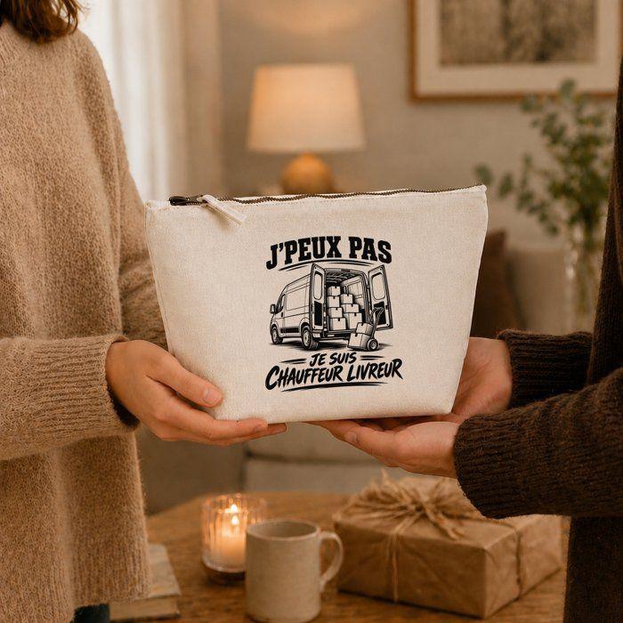 Trousse de toilette - PLANETEE - J'peux pas minimaliste - Beige - 100% coton - Fermeture zippée métal
