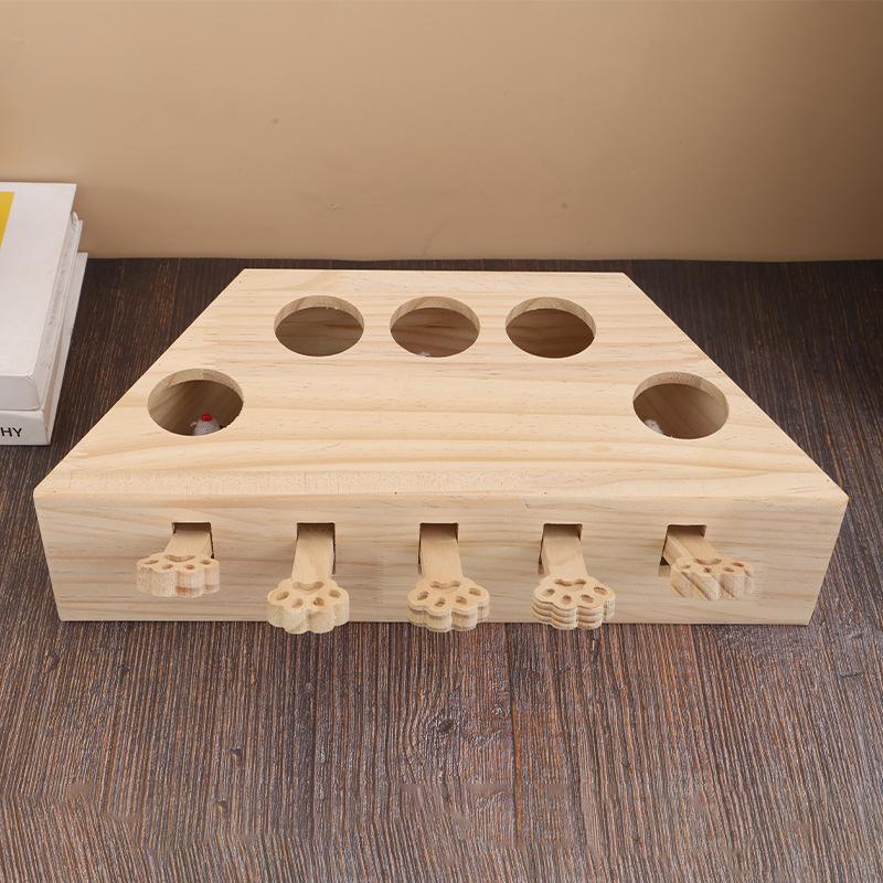 Whack-a-mole Cat Toy Cat Scratching Board Nest Claw Grinding Artifact Self-hi Cat Scratching Board Solid Wood Interactive Puzzle