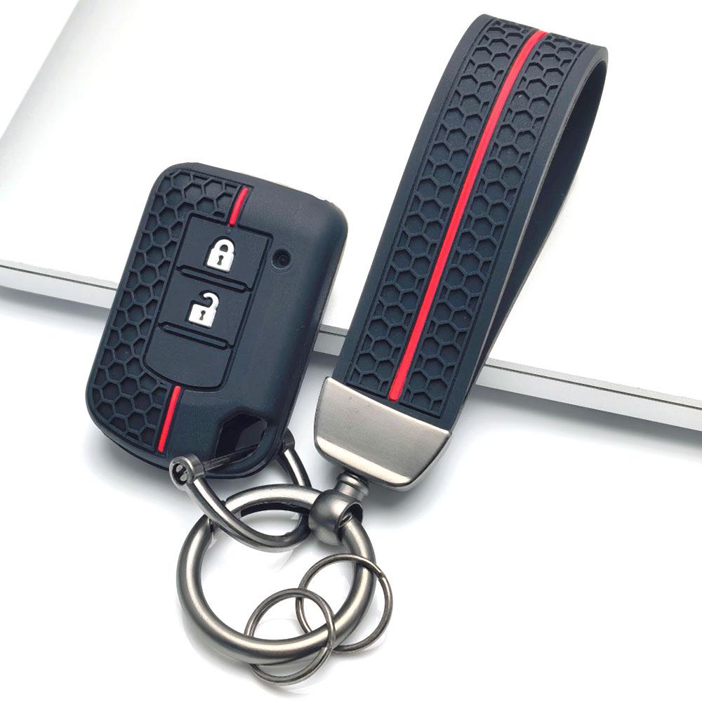 Premium Silicone Car Key Fob Cover For Mitsubishi Lancer EX Outlander ASX Pajero Sport With Keychain Soft Silicone Car Interior Accessories