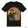 Vintage Cowboy and Native American Chief Graphic TShirt Retro Sunset Print Pure Cotton Tee Western Style Unisex Top