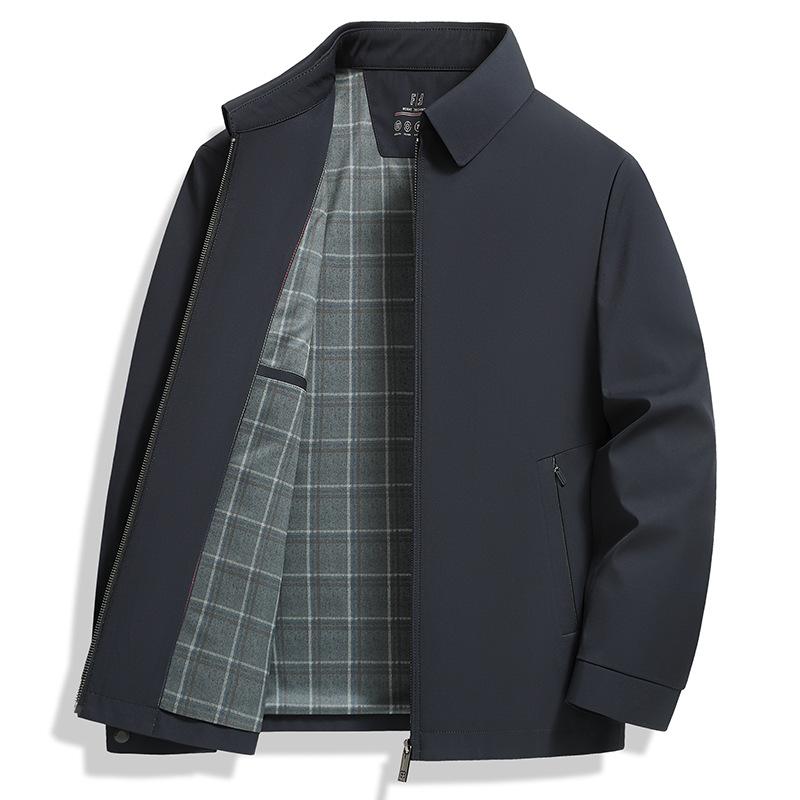 

Новая повседневная куртка для папы среднего возраста с лацканами, весенне-осенняя, универсальная 4XL темно-синий