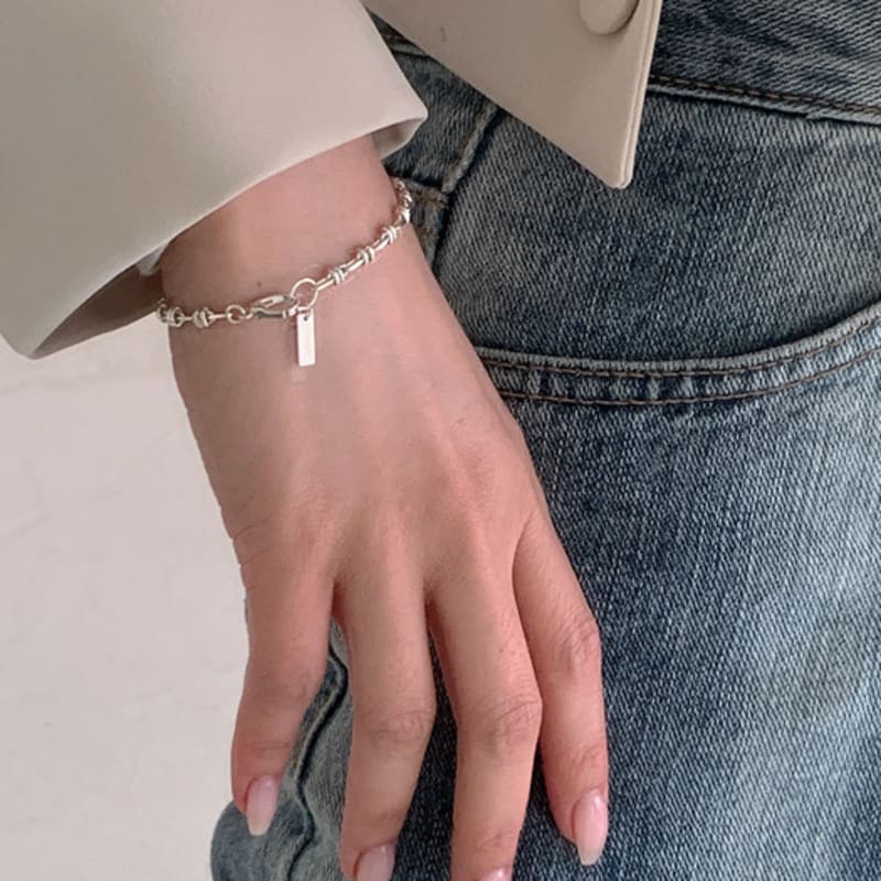 Melliv Silver Oval Ring Link Bracelet_mvb09