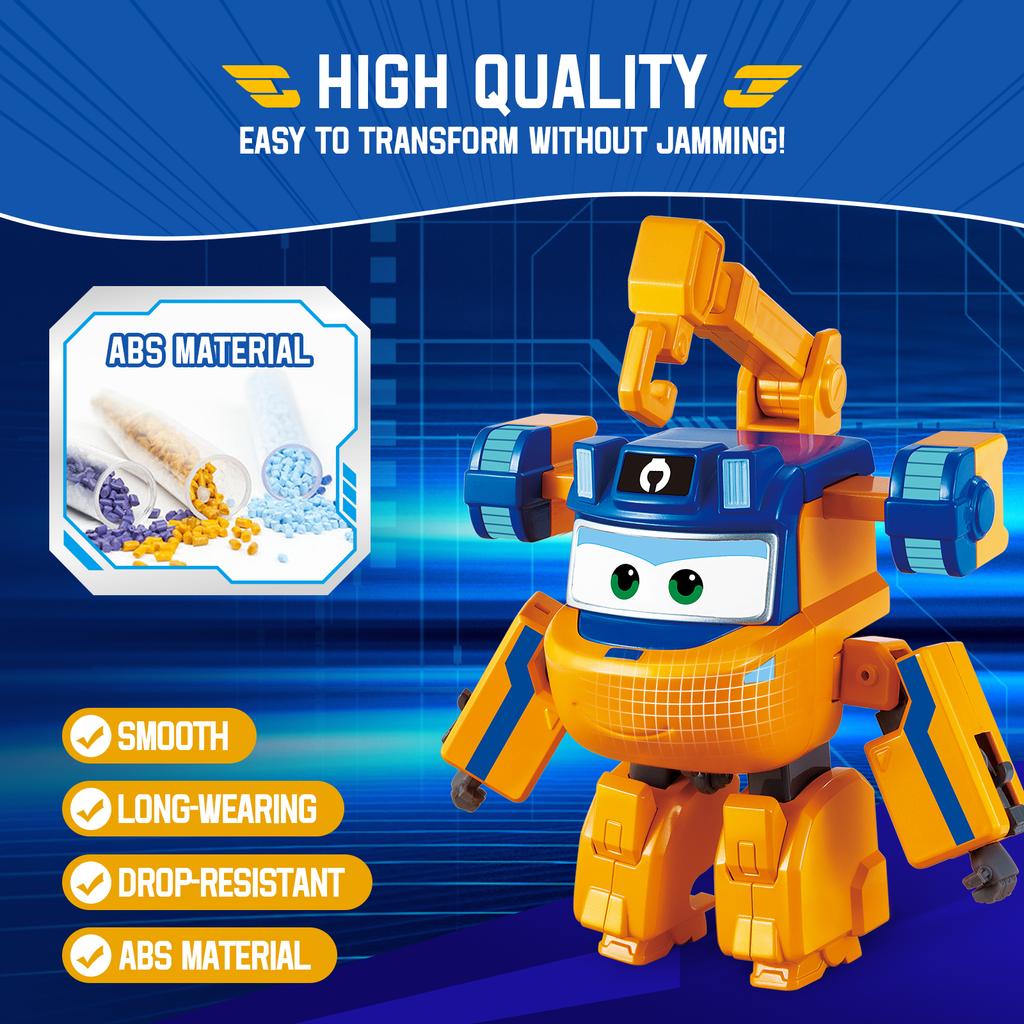 Super Wings 5 Pollici Traver Trasformabile Si Trasforma da Aereo a Robot in 10 Passaggi Figure d'Azione Trasformabili Giocattoli per Bambini Regalo