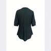 Women's Spring and Summer New Solid Colour Square Neck Button Splicing Mid-sleeve Casual T-shirt Tops