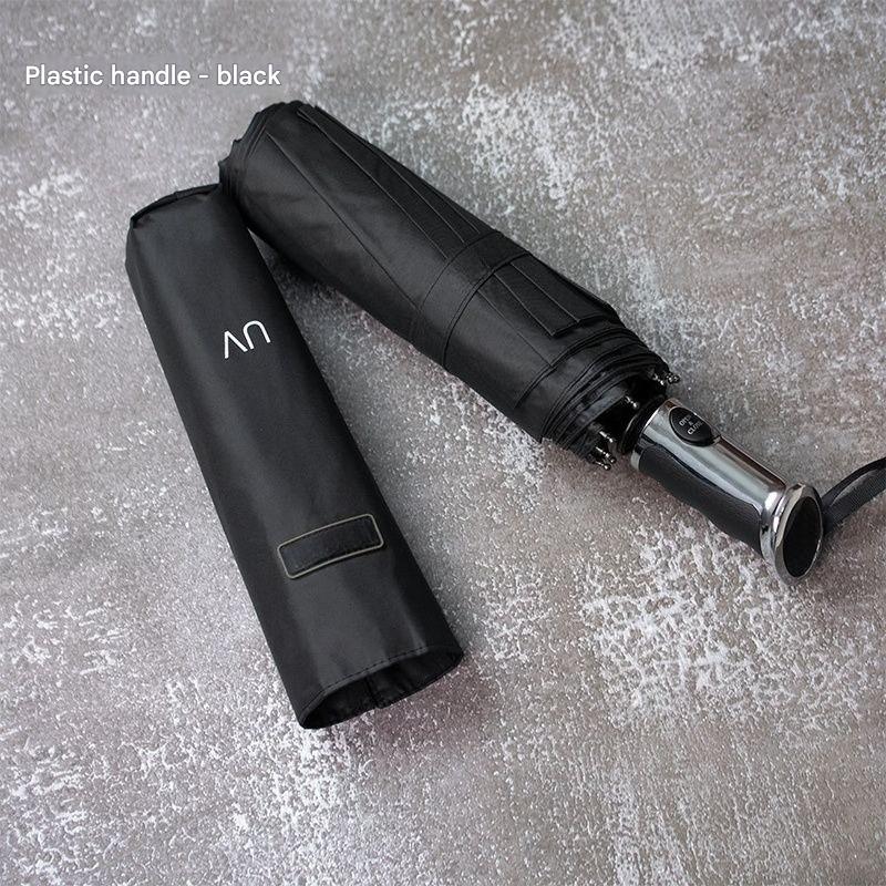 Solid Wood Retro Fully Automatic Umbrella Simple Wooden Handle Durable Thickened Reinforced Wind-resistant Business Umbrella