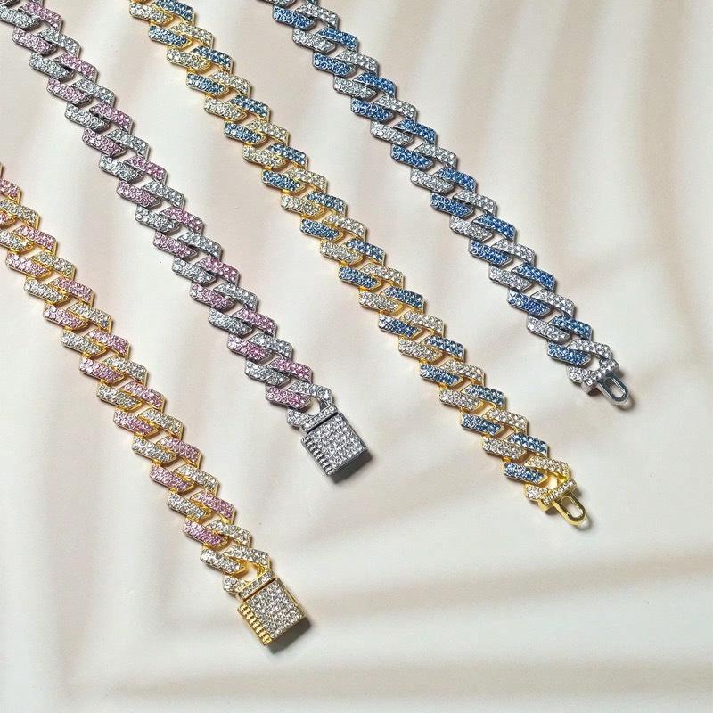 Dog Chain Collars, Diamond Necklace Rhinestone Bling Glitter Metal Choke Cuban Link Dog Collar, Pet Jewelry For Puppy XS Small Medium Large Dogs Cats