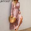 BITCED Spring Summer Bohemian Women Maxi Dress Casual Long Sleeve High Waist Beach Dress Women Floral Chiffon Dresses Vestidoes Mujer New
