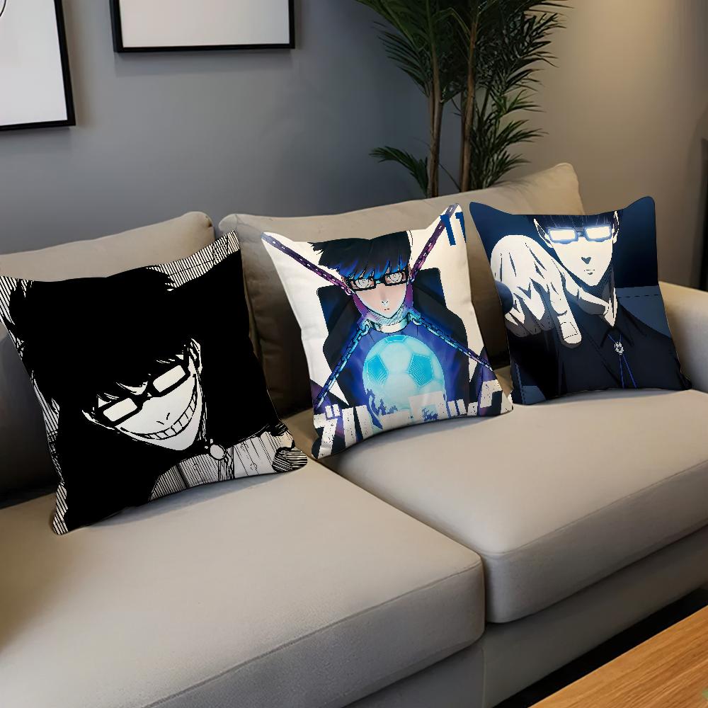 Cool Comic Anime B-bule J-Jinpachi L-lock Ego Comfortable Soft Pillow Case for Sofa Living Room Home Decor Protective Covers