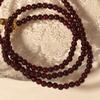 Exquisite Women's Garnet & Hetian Jade Three-Circle Lucky Bead Bracelet