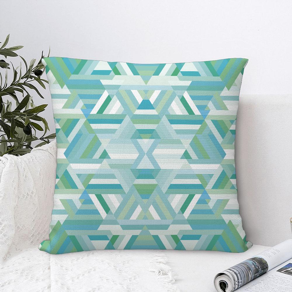 Teal Blue Flower Leaves Pattern Pillow Case Sofa Decor Home Double-sided Printing Short Plush Cushion Cover Throw Pillow Cover