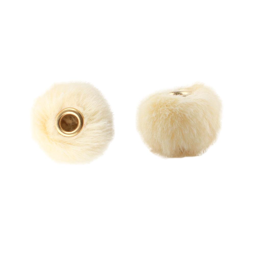 20Pcs/lot 20MM Pompom Beads Plush Fur Covered Ball Bead Charms Straight Hole Big Hole Spacer Beads For Handmade Jewelry Access