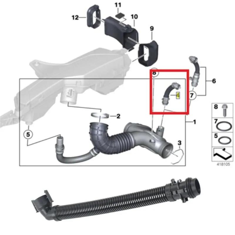 Impact Resistant Engine Ventilation Tube for 316i 328i 335i 340i 418i 420i 430i F33 F34 F36 Enhances Airflows Efficiency