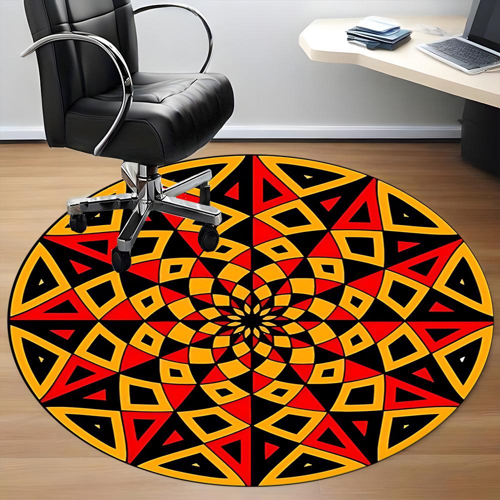 1pc mandala pattern Office Round Area Rug, Indoor Mat Suitable ForOffice, Under Office Chairs Bedroom Living Room Home Decor, Room Deco D043