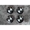 4pcs BMW Alloy Wheel Centre Caps 68mm Black and White Set - High Quality ABS Plastic Aluminum - Fits Multiple BMW Models