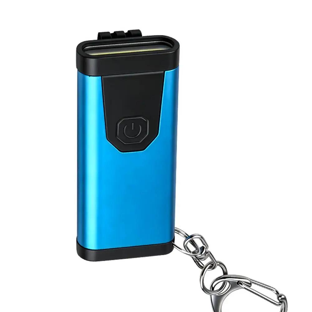 Mini COB Keychain Flashlight Emergency Flashlight Type-C Rechargeable 4 Modes Portable Pocket Light for Outdoor Camp P3U6