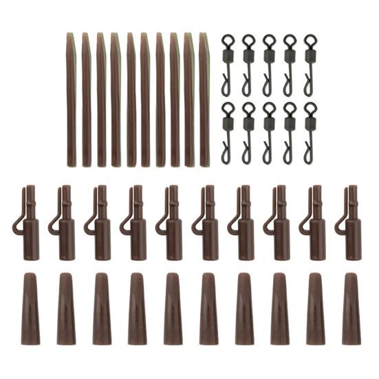 40Pcs/Set Carp Fishing Accessories Set with Storage Box Portable Metal Swivels Soft Tubes Sleeves Carp Fishing Gear Equipment Kit