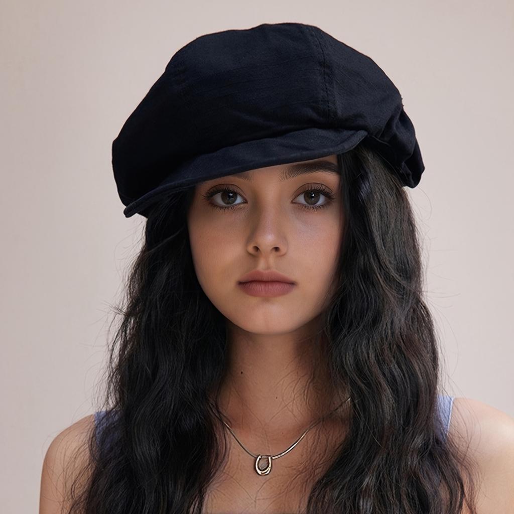 Retro Beret Caps French Style Beret for Women Vintage Painter's Beret Solid Color Hat for Outdoor Fishing Camping 54-60cm
