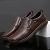 Fashion Genuine Leather Cow Work Mens Shoes Handmade Soft Cow Leather Casual Men Loafers Fashion Thick Sole Male Footwear Black Brown